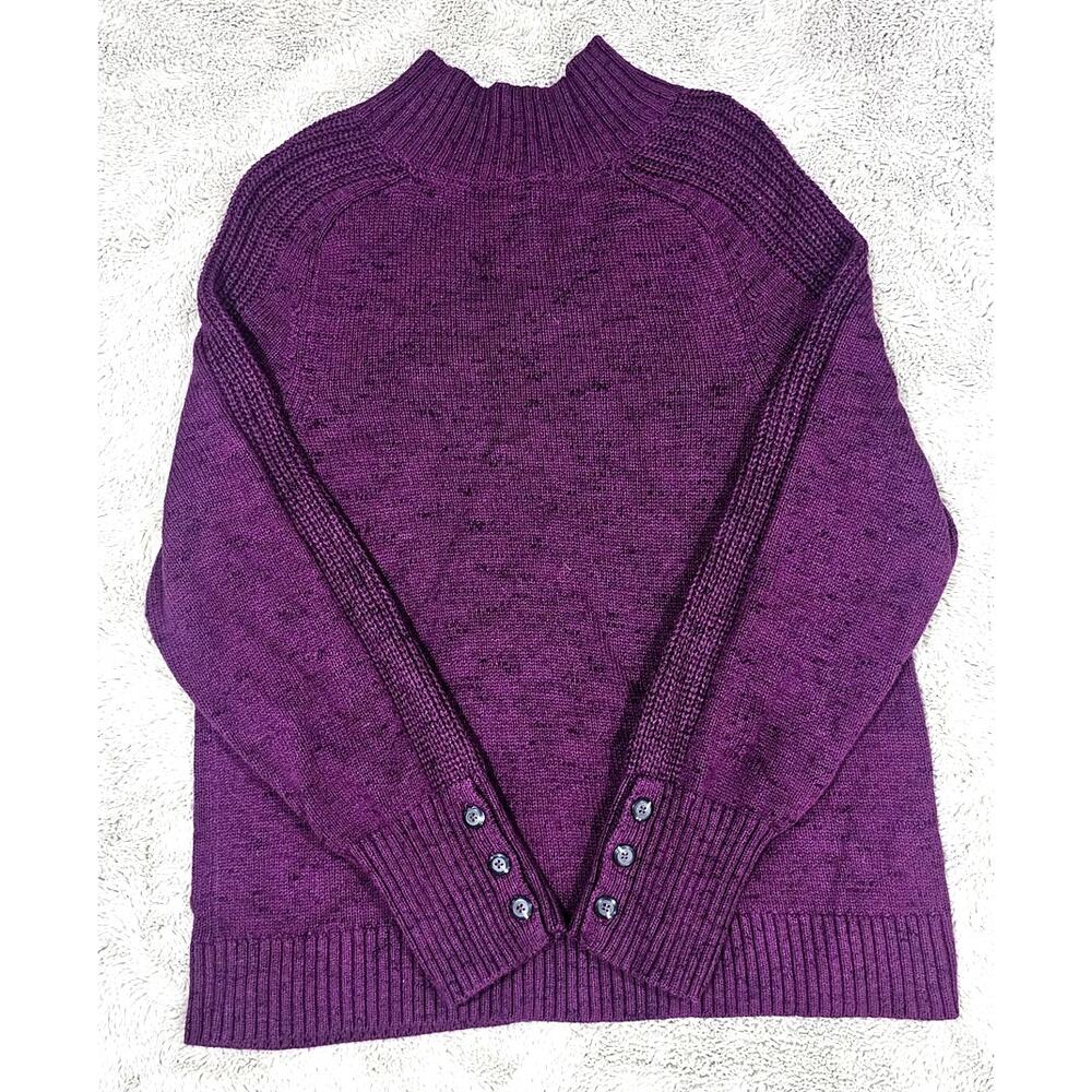 J.Jill Cotton Turtleneck Sweater, Wearever Collection Ribbed Arm & Hems Sz M New